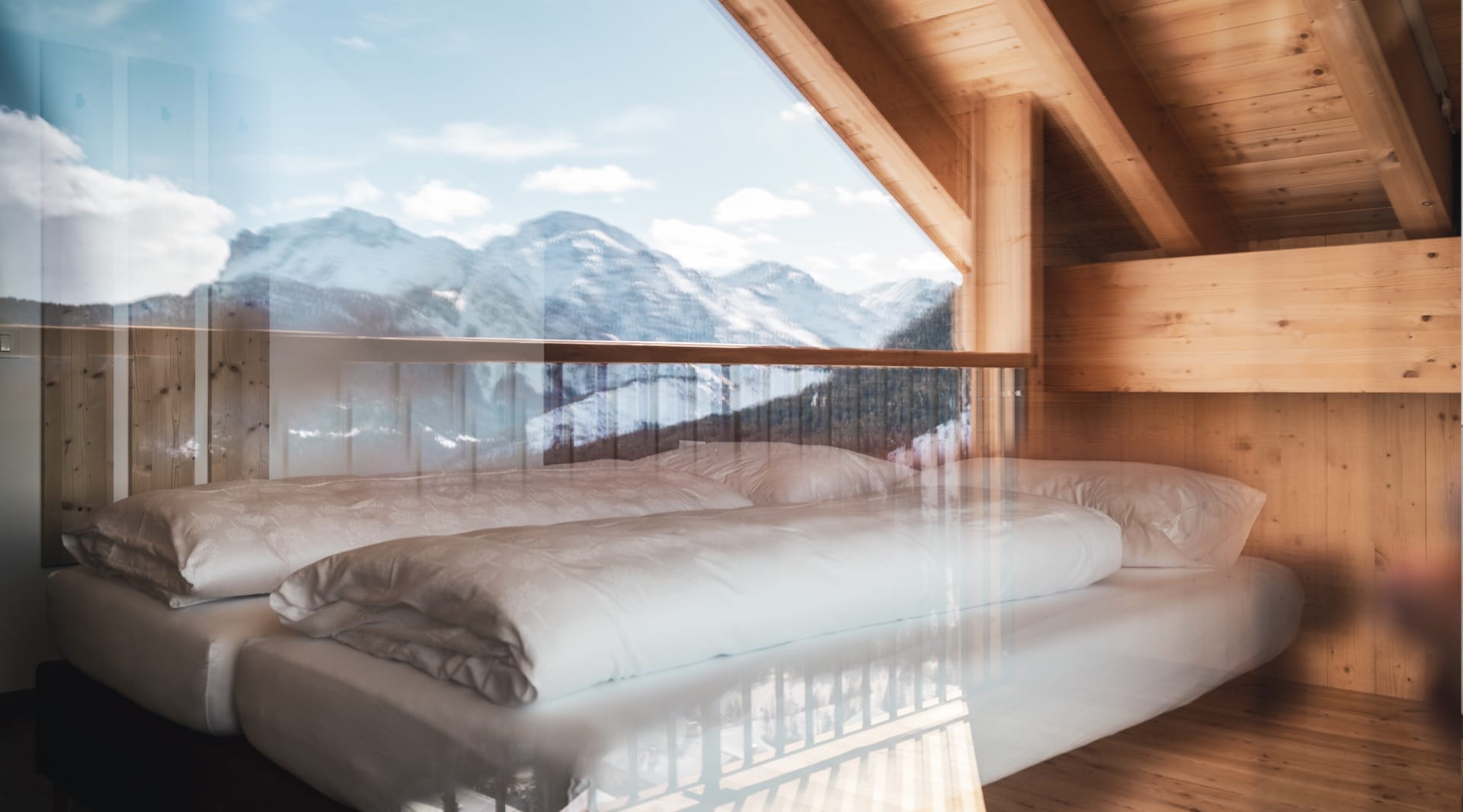 Camera da letto con vista Dolomiti